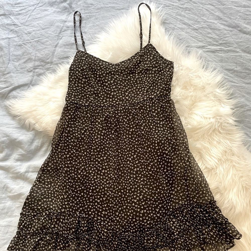 Billabong dress, med, black with white hearts dots